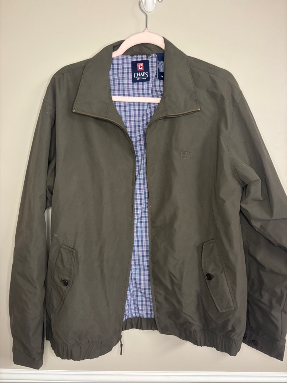 Chaps Olive Green Lightweight Zip Shirt Jacket